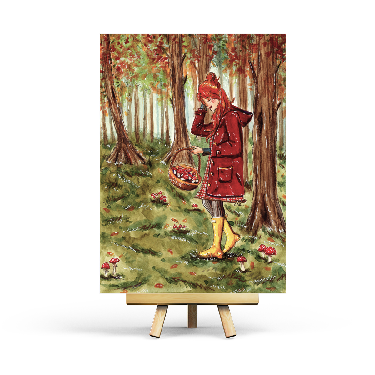 November Paddestoelen zoeken - Ansichtkaart