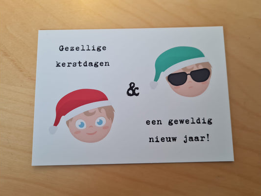 'Gezellige kerstdagen en een geweldig nieuw jaar!’ – Jongens Ansichtkaart