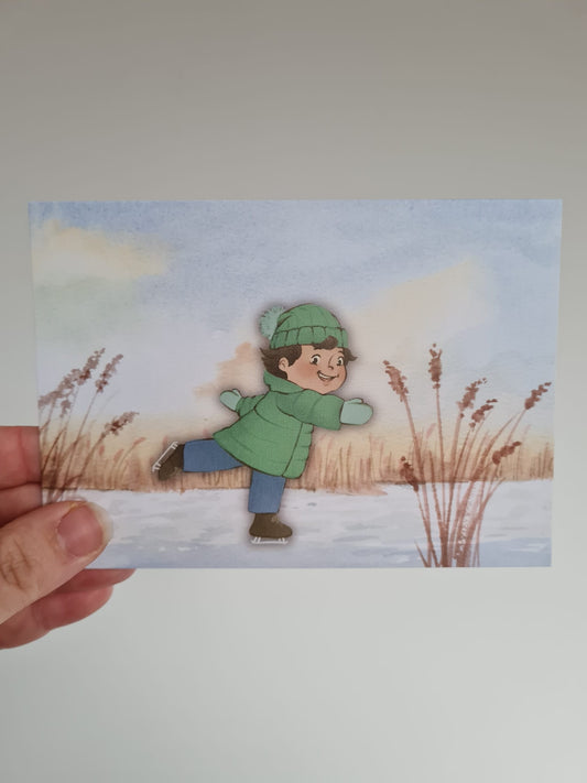 Jongen – Schaatsen Ansichtkaart