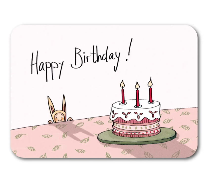'Happy birthday!’ Taart – Konijn Ansichtkaart