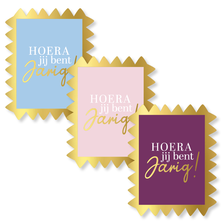 'Hoera jij bent jarig!' Postzegel - Set van 9 Stickers