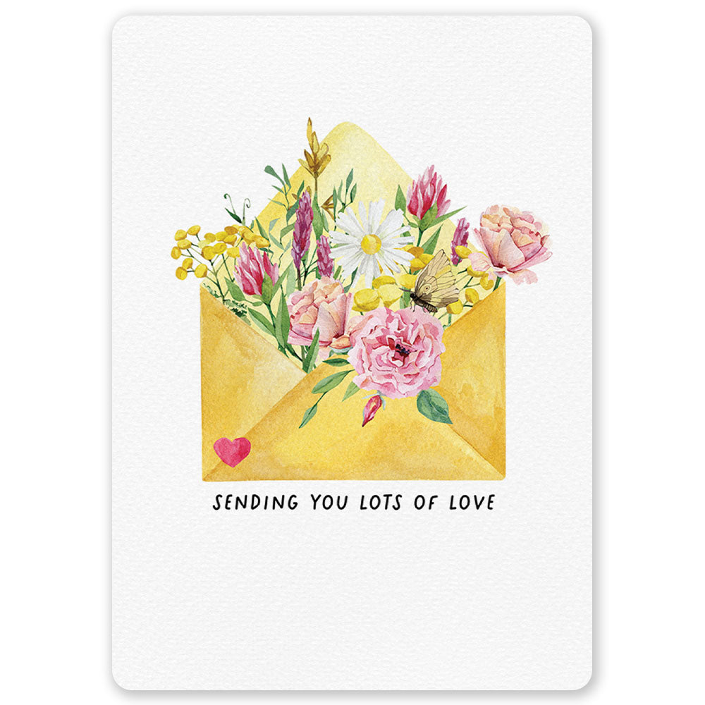 'Sending you lots of love’ Envelop – Ansichtkaart