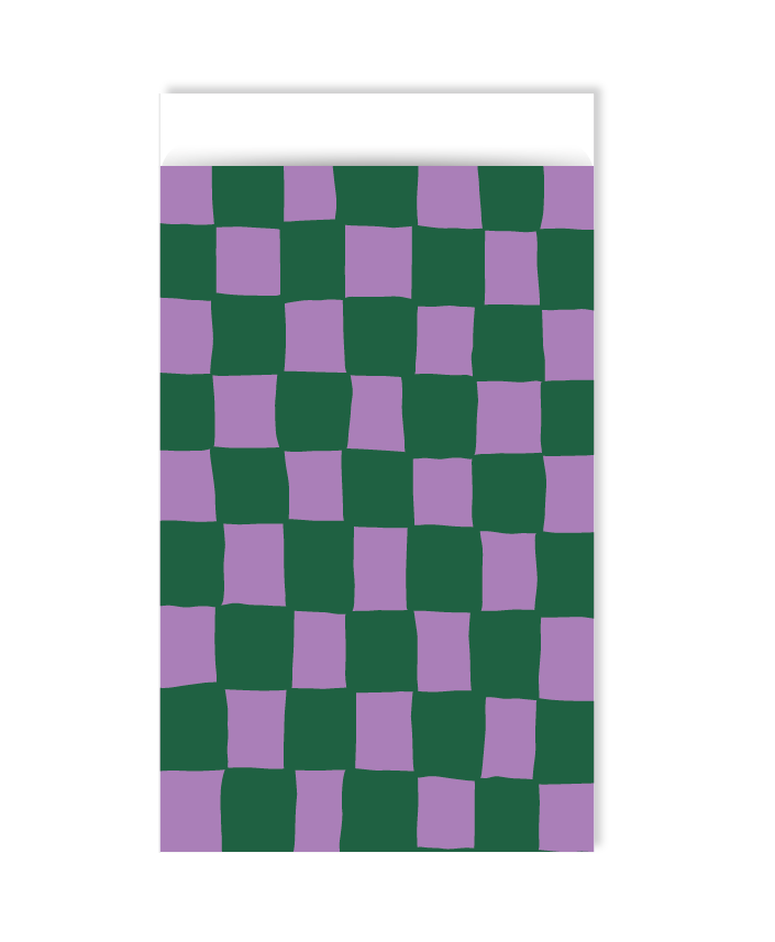 Geblokt Paars  Groen - 5 Zakjes 12x19cm