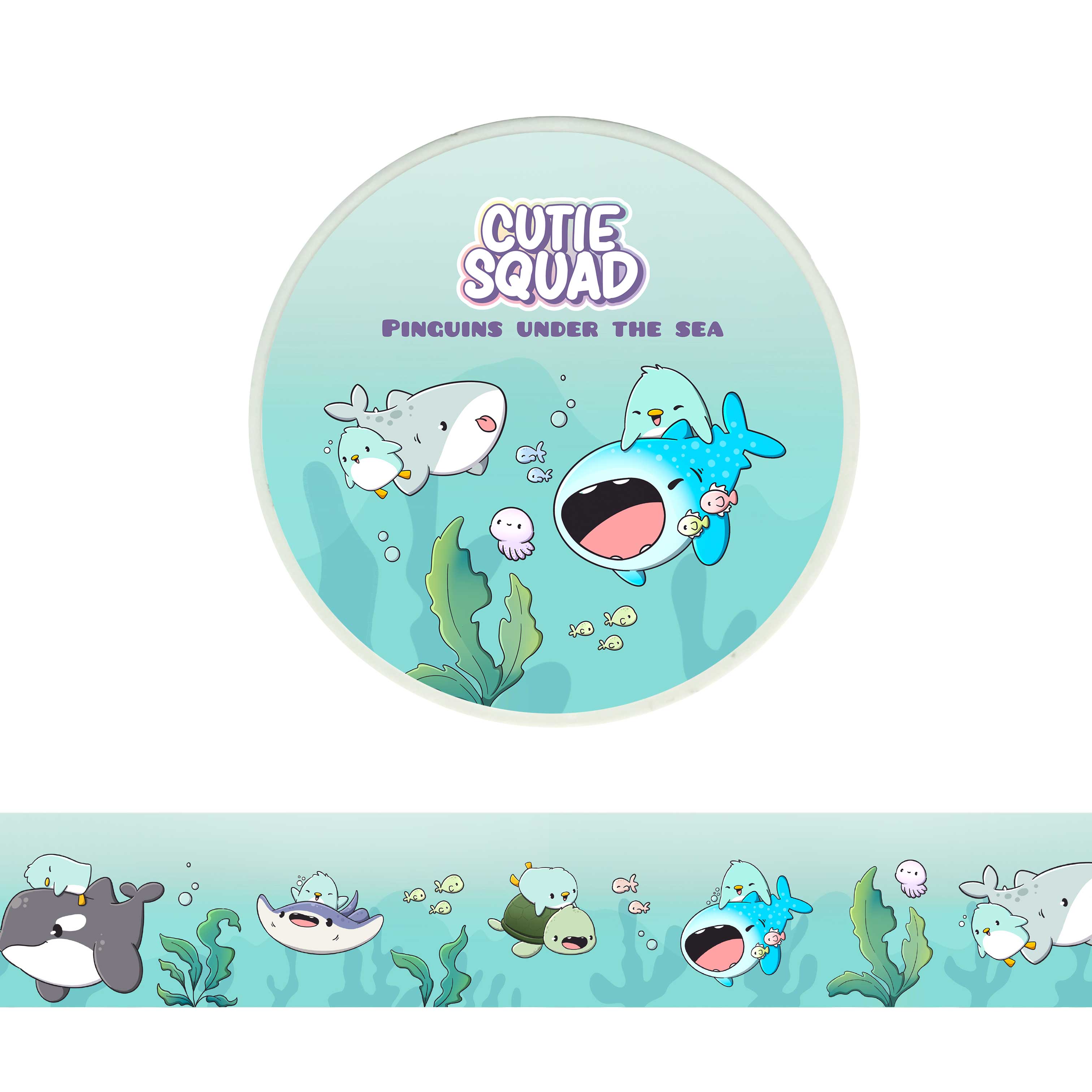 Pinguïns & walvissen – schattige washi-tape met walvissen en pinguïns, 10 m