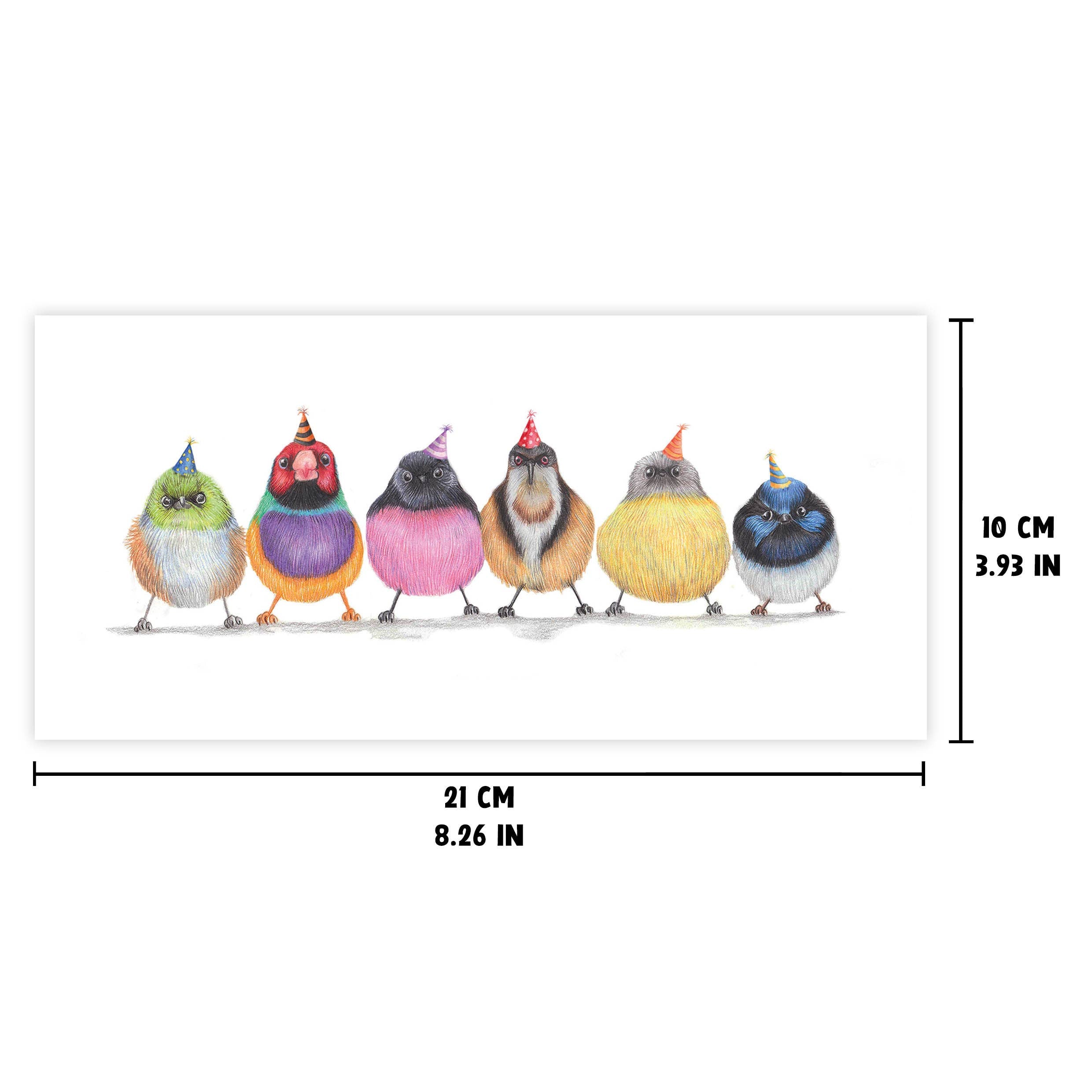 Schattige Vogels versie 3 - Wenskaart met envelop