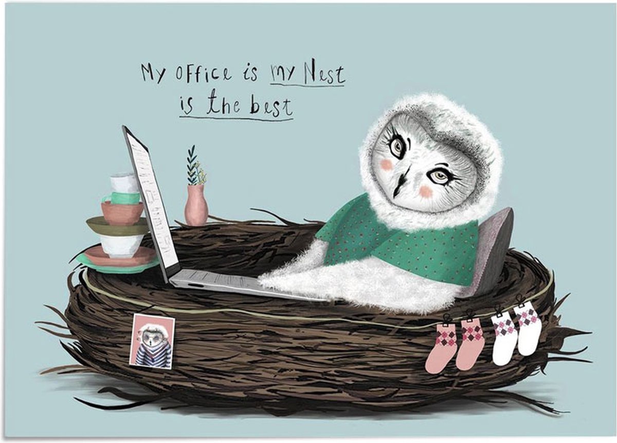 Uil in nest – Thuiswerken Ansichtkaart