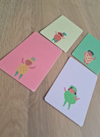 Kinderen in voedsel kostuums - Set Minikaartjes