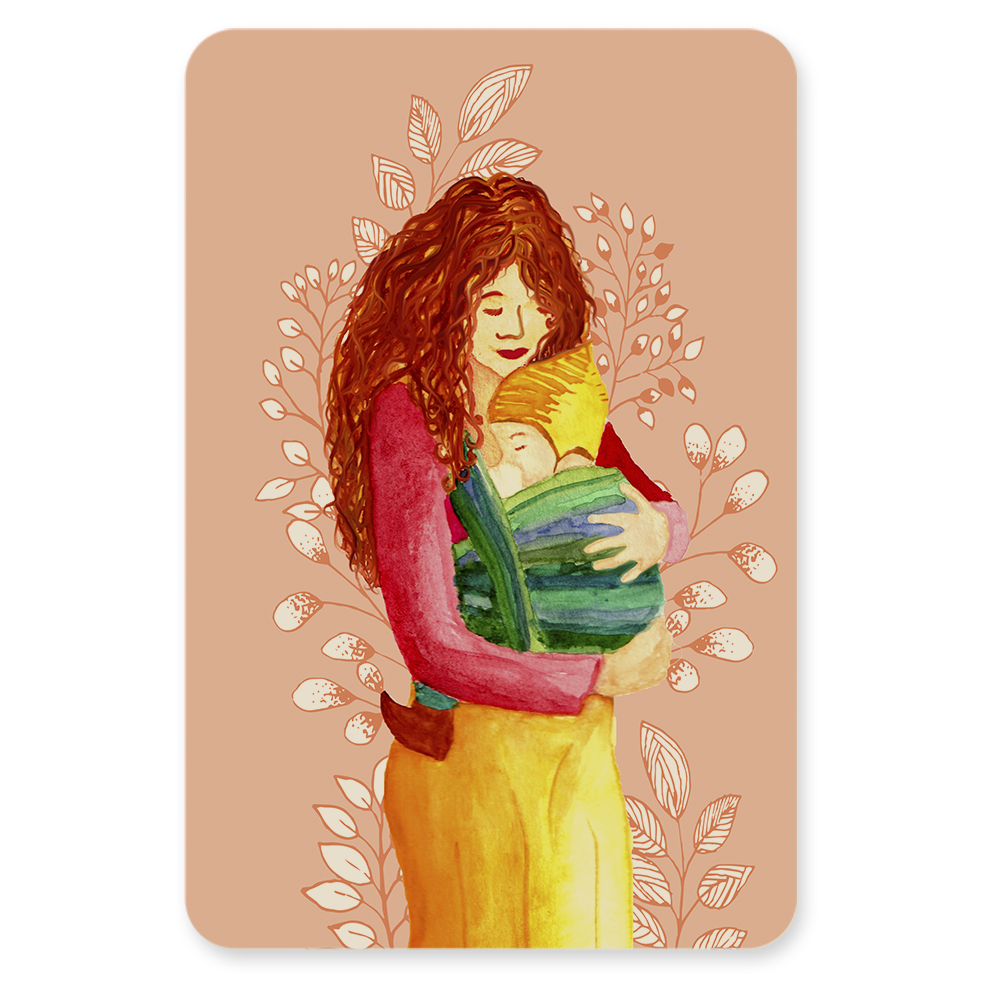 Draagdoek Mama met Kindje – Ansichtkaart