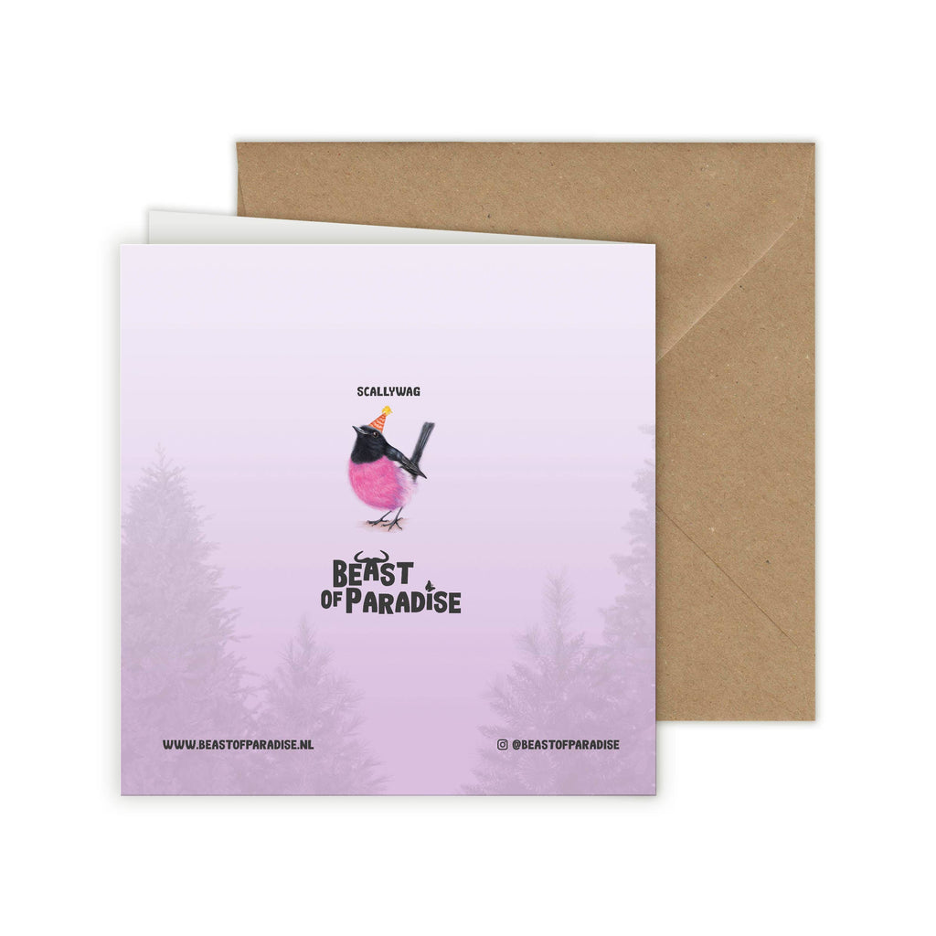 Roze Roodborstje - Wenskaart met envelop