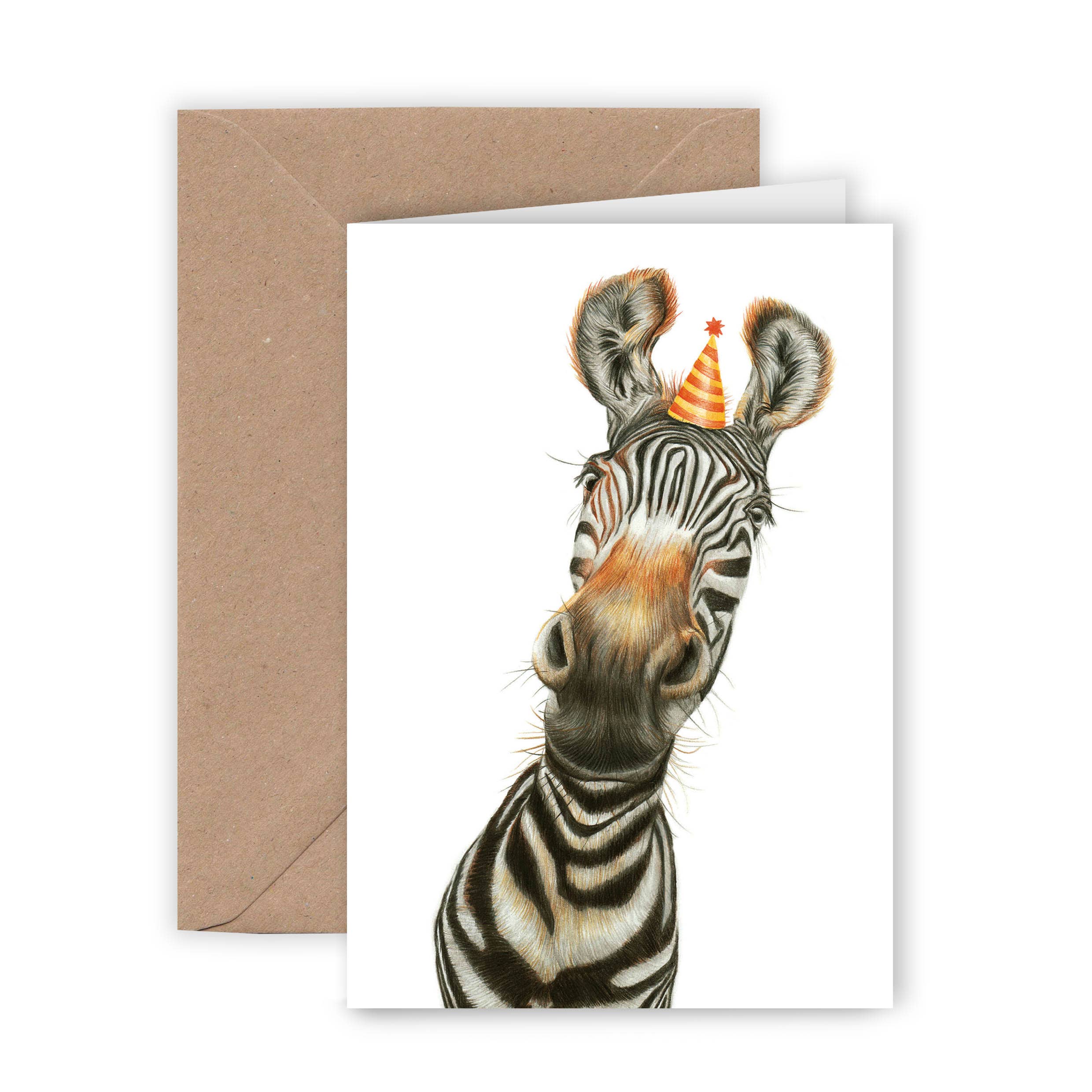 Grappige Zebra - Wenskaart met envelop