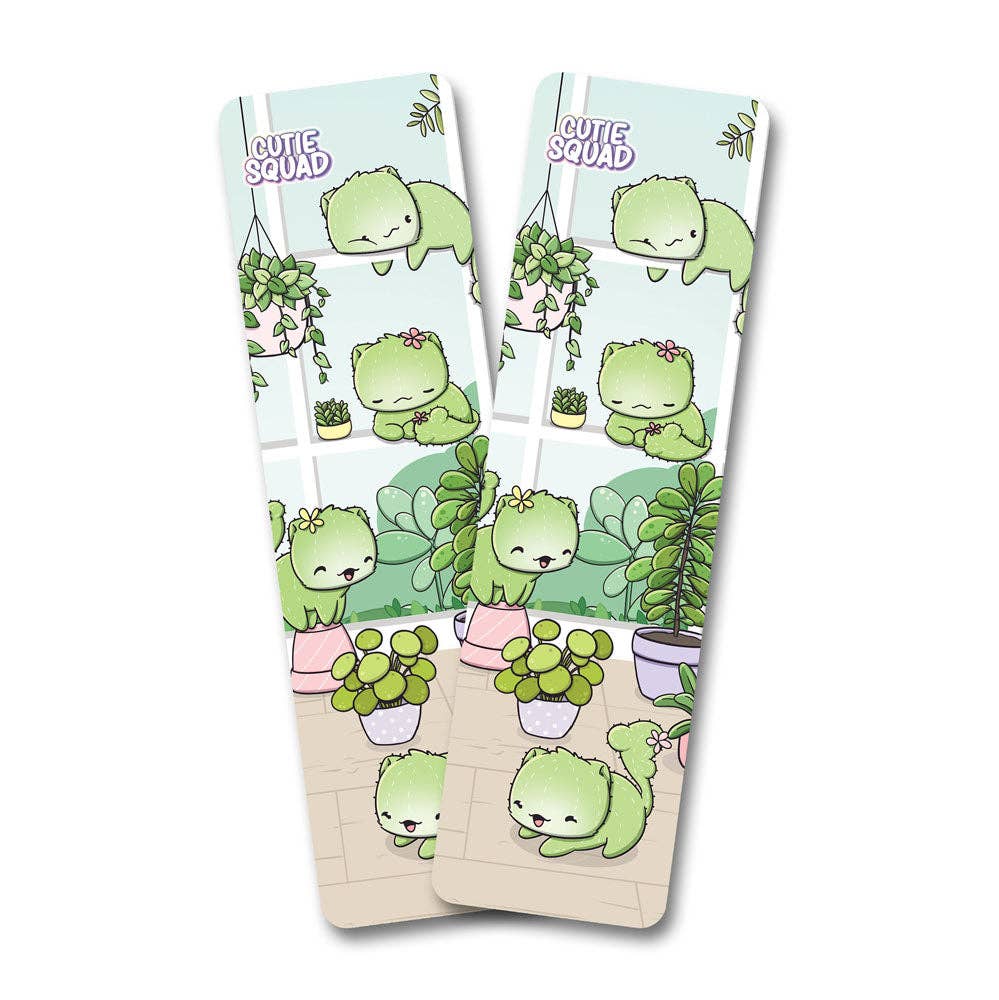 Cactuskat boekenlegger | Schattige kattenboekenlegger | Cadeau voor plantenliefhebber