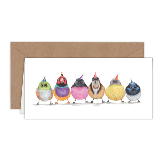 Schattige Vogels versie 3 - Wenskaart met envelop