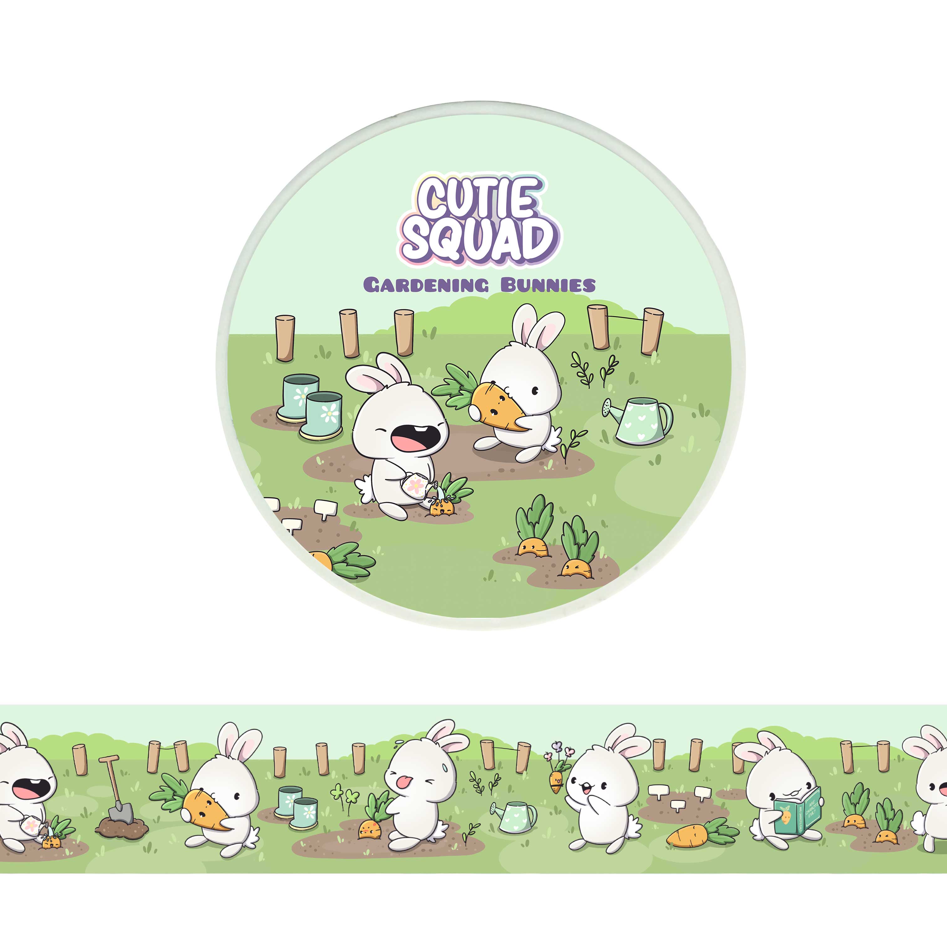Tuinende konijntjes – Schattige washi tape met konijntjes, 10 m