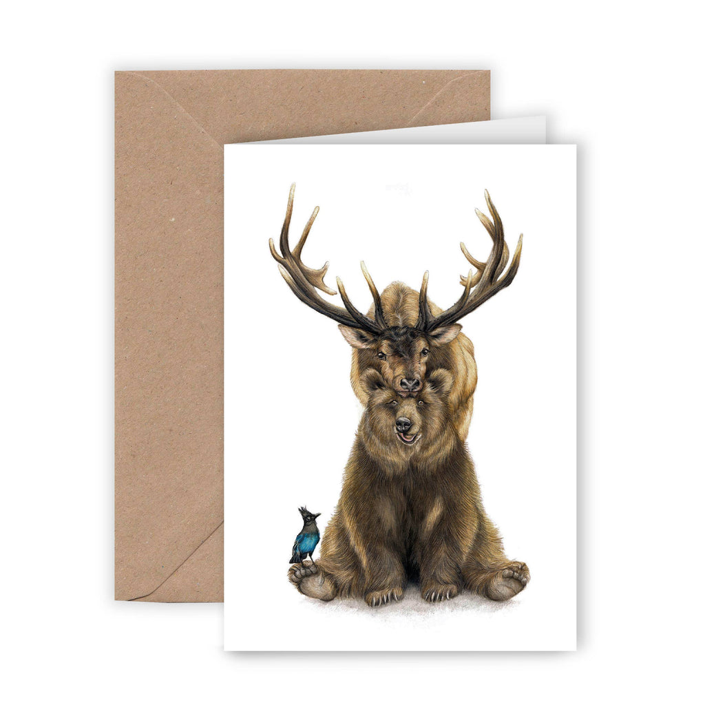 Beer en Hert - Wenskaart met envelop