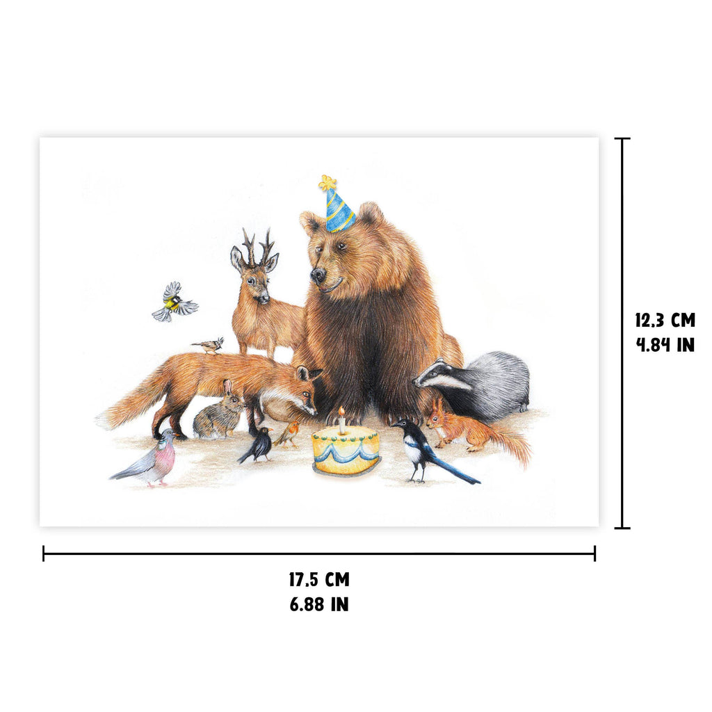 Bosdieren en Vogels - Wenskaart met envelop