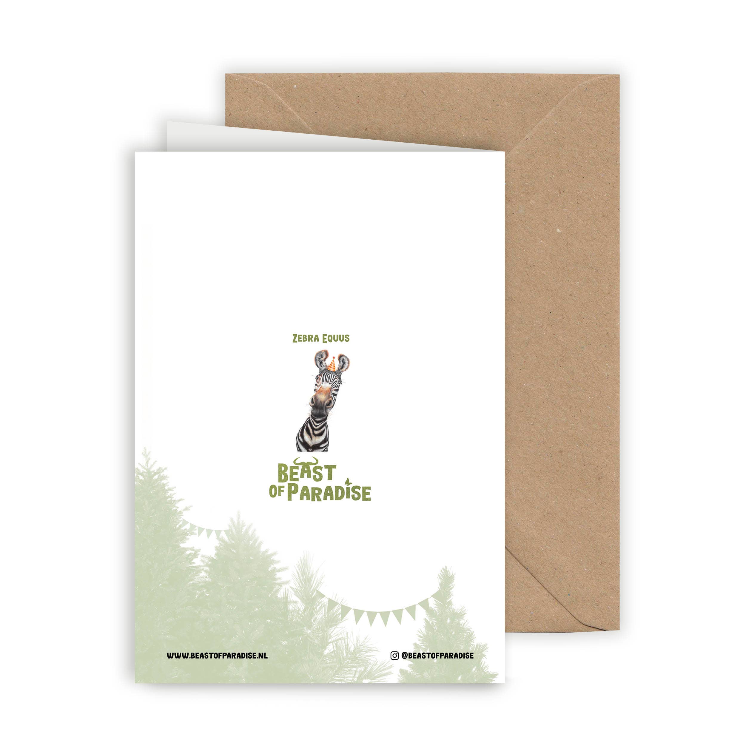 Grappige Zebra - Wenskaart met envelop