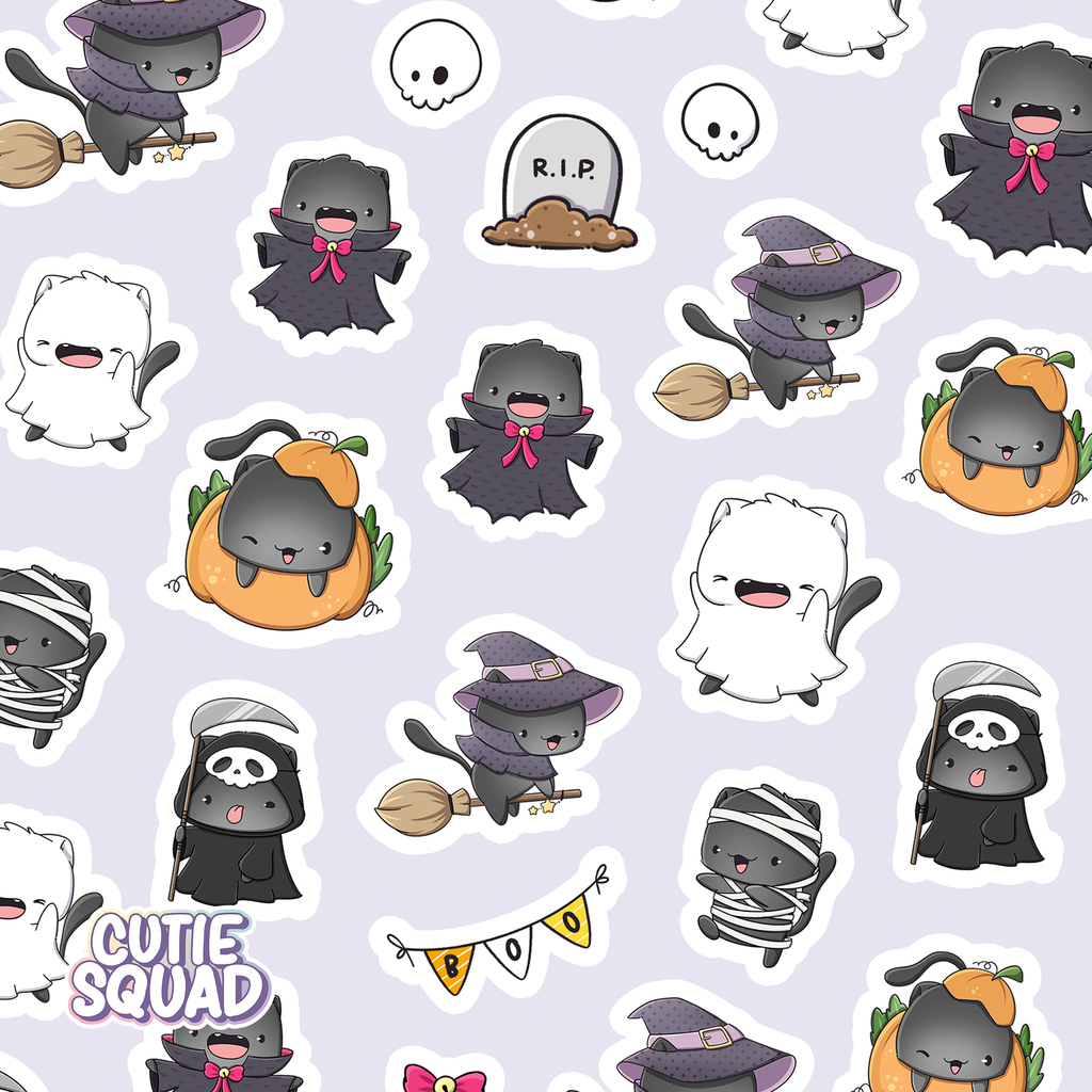 Spookachtige Katten | Stickervel
