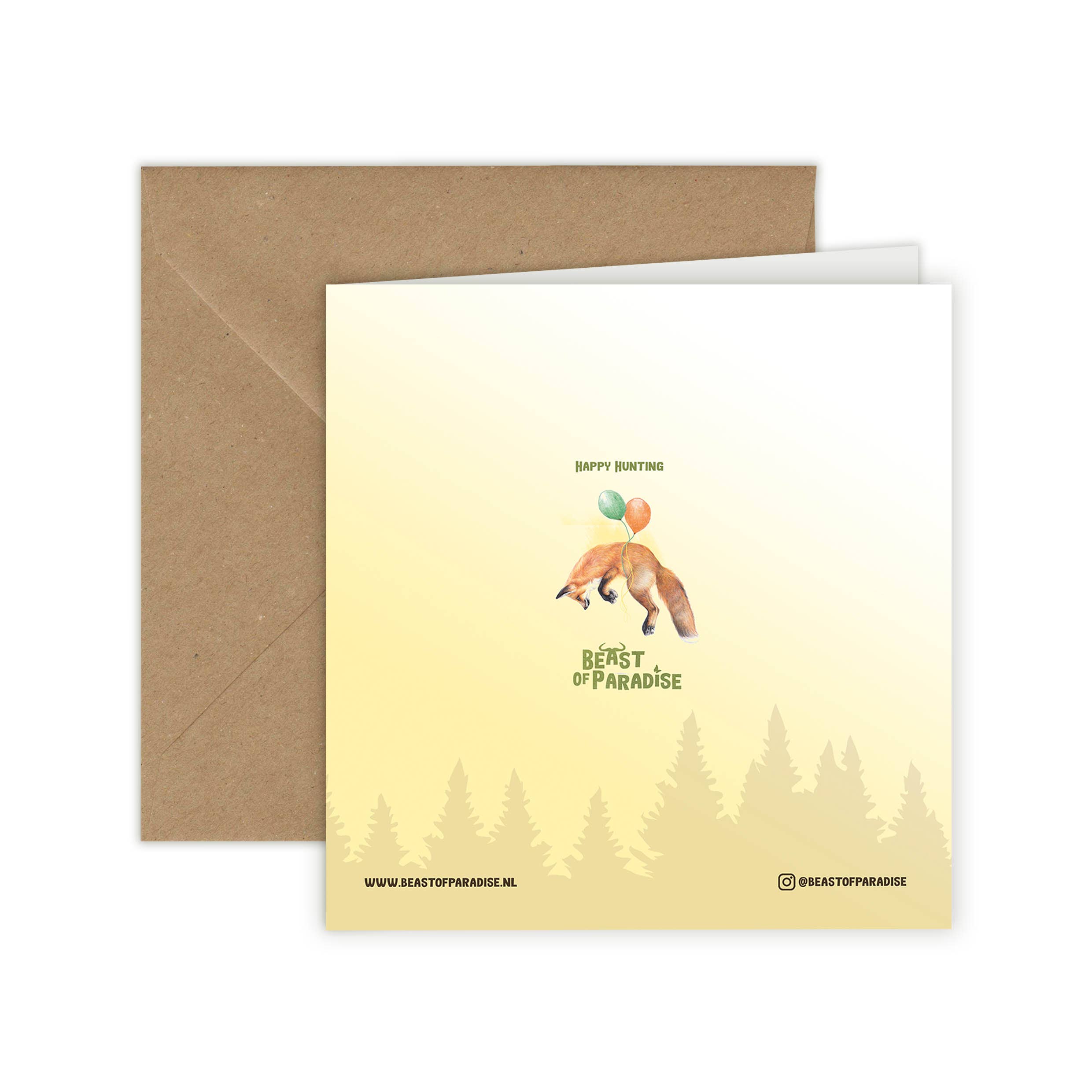 Grappige Vos - Wenskaart met envelop