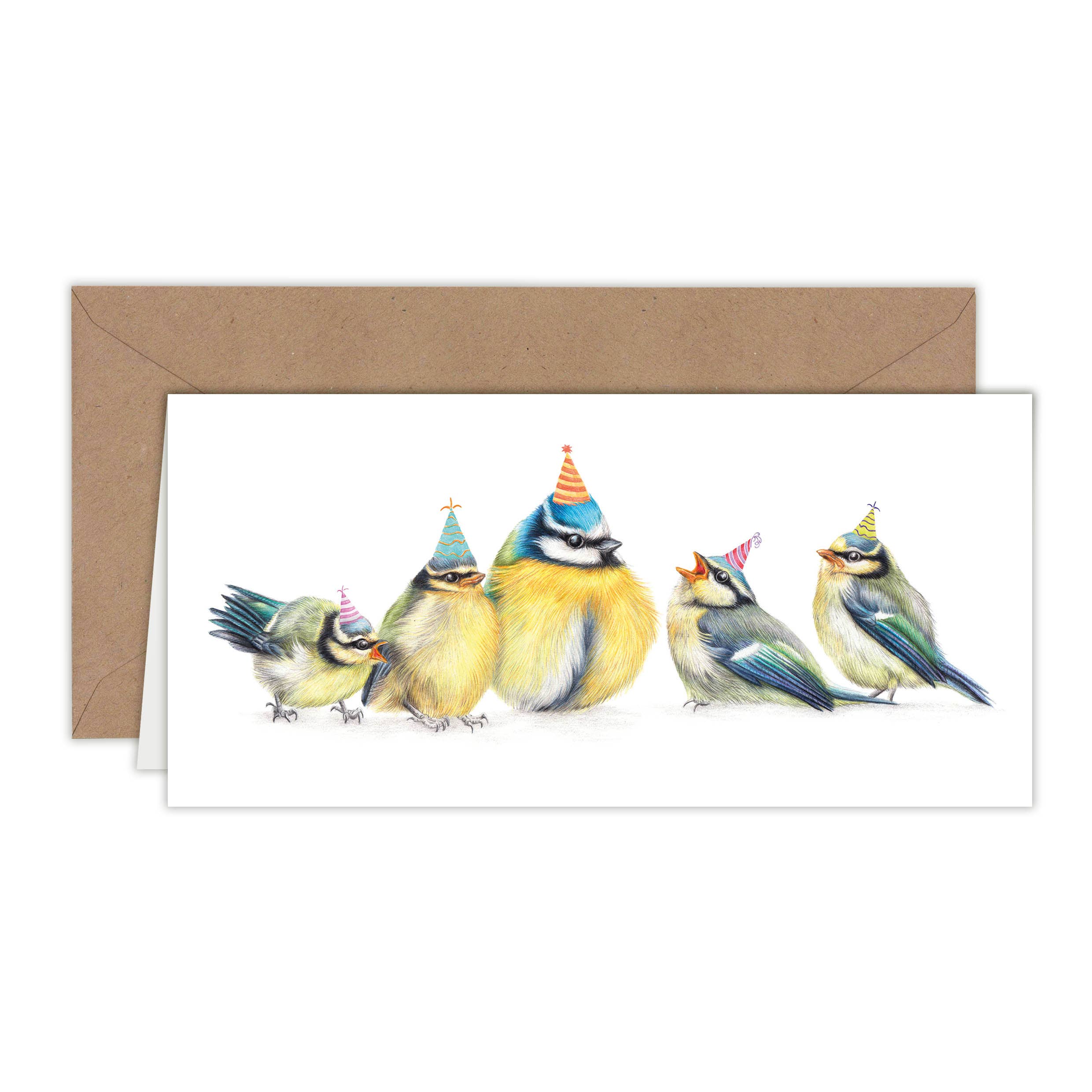 Pimpelmees Verjaardag Vogels - Wenskaart met envelop