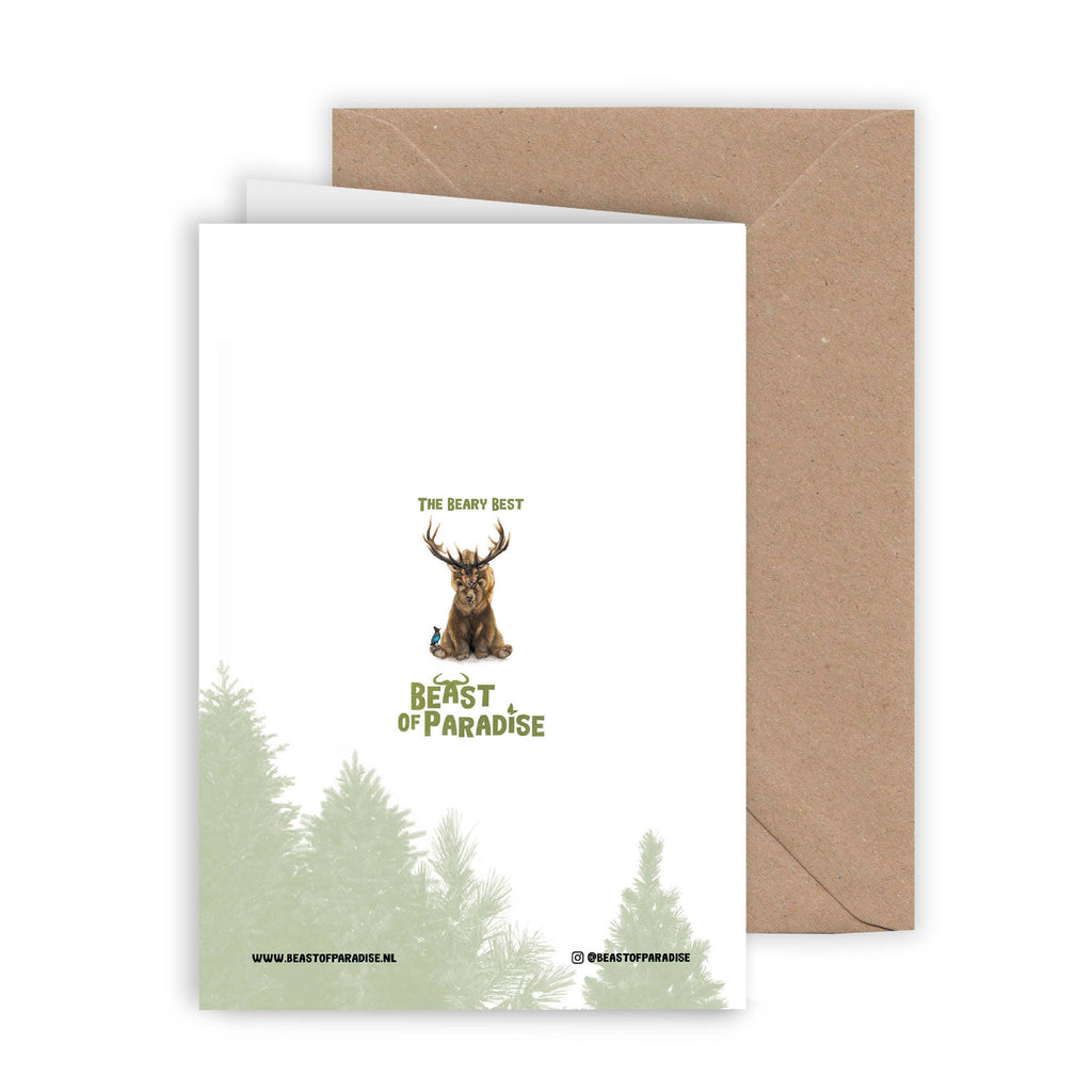 Beer en Hert - Wenskaart met envelop