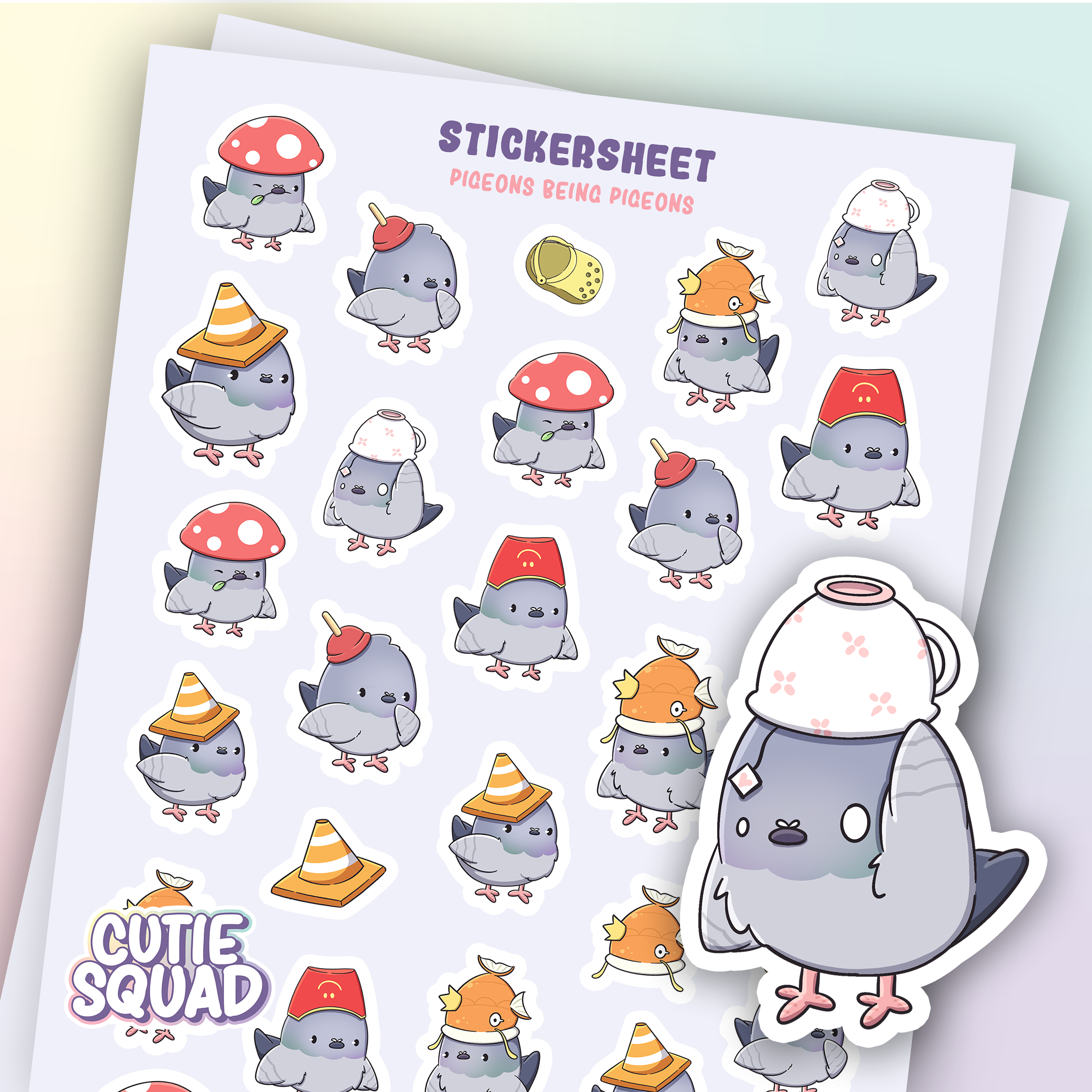 Duiven met hoeden | Stickervel