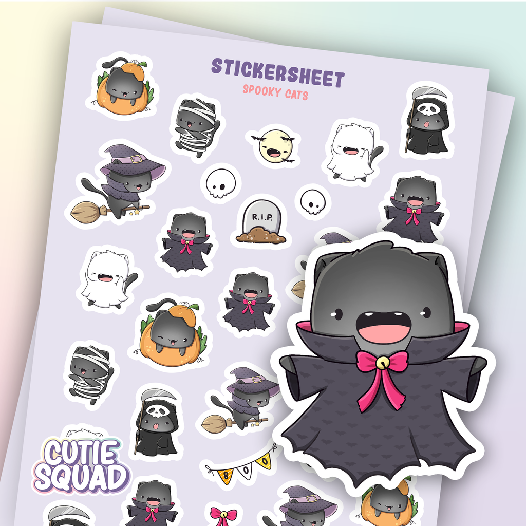 Spookachtige Katten | Stickervel