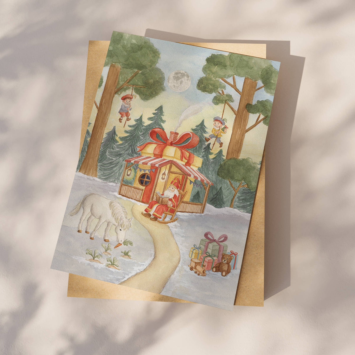 Sinterklaas in het bos - Ansichtkaart