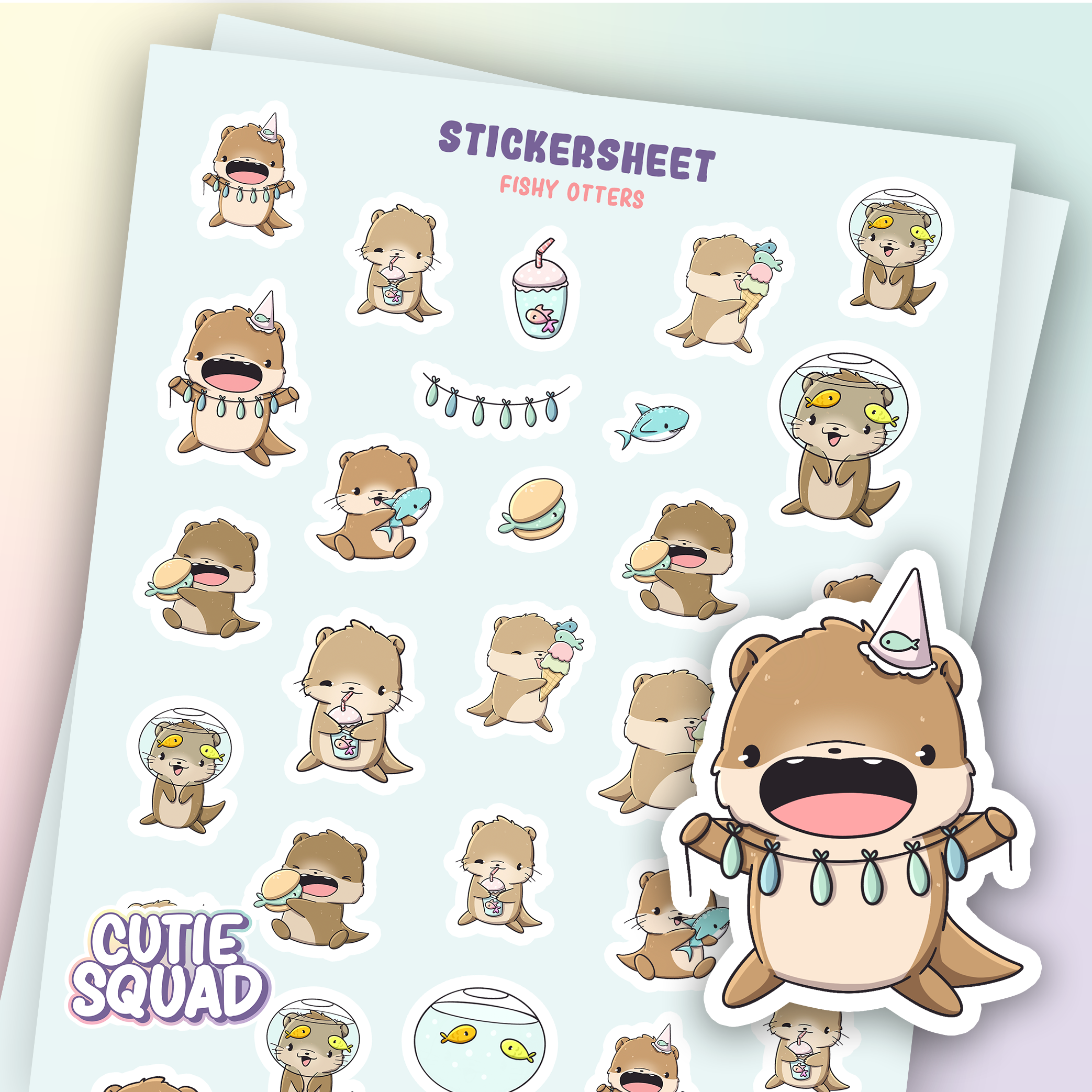 Vis-otters | Stickervel