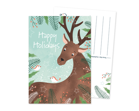 'Happy holidays’ – Eland Kerst Ansichtkaart