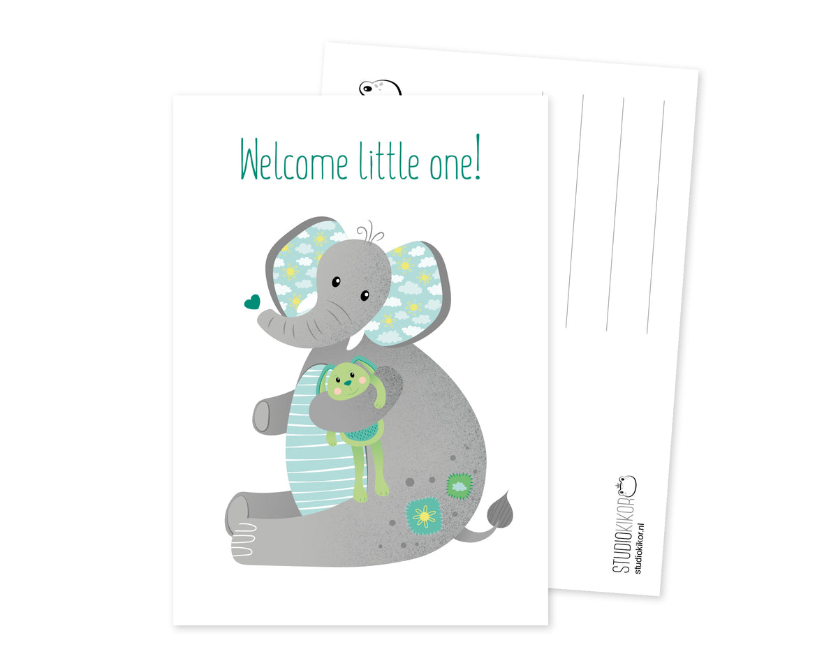 'Welcome little one!’ – Olifant Ansichtkaart