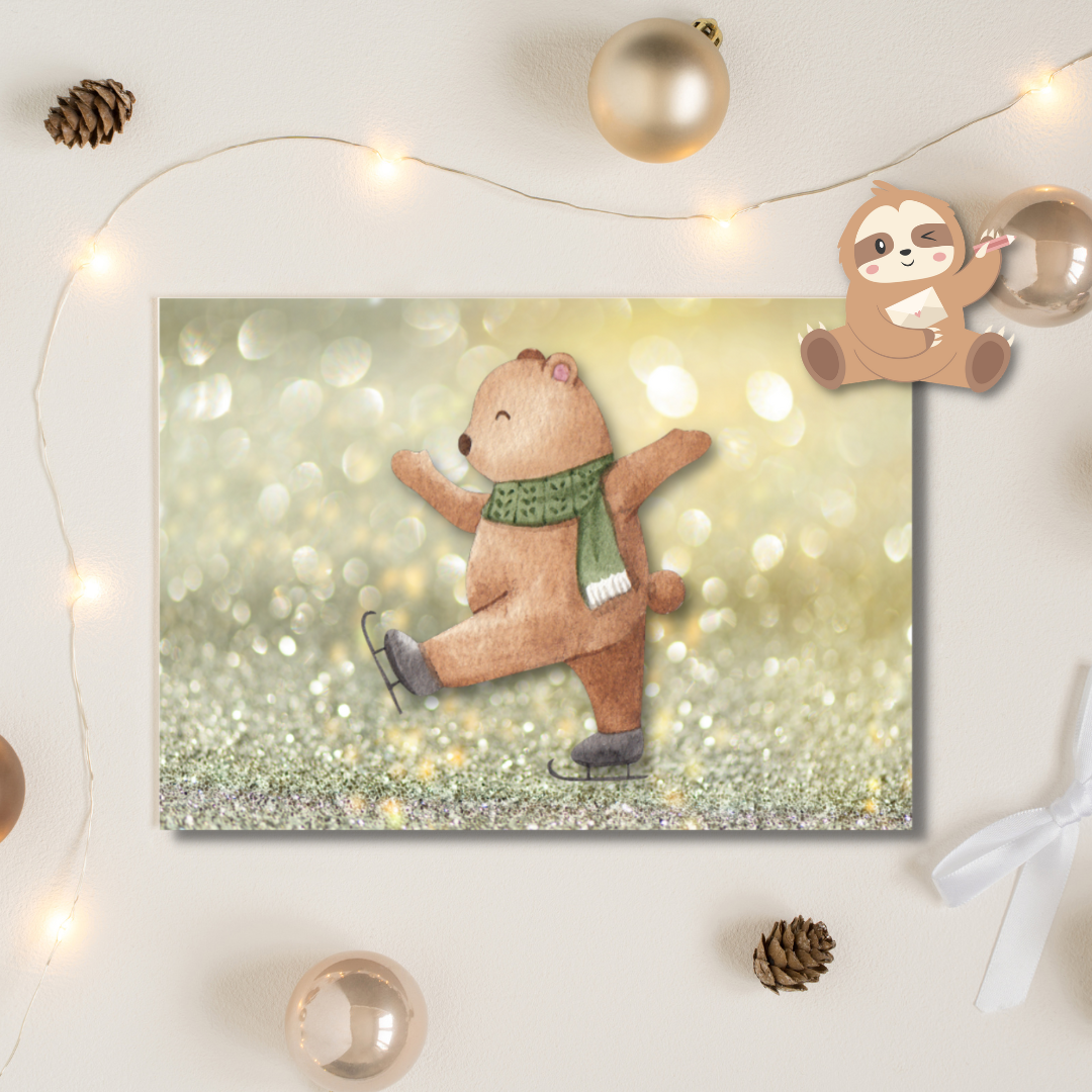 Beer – Schaatsen Ansichtkaart