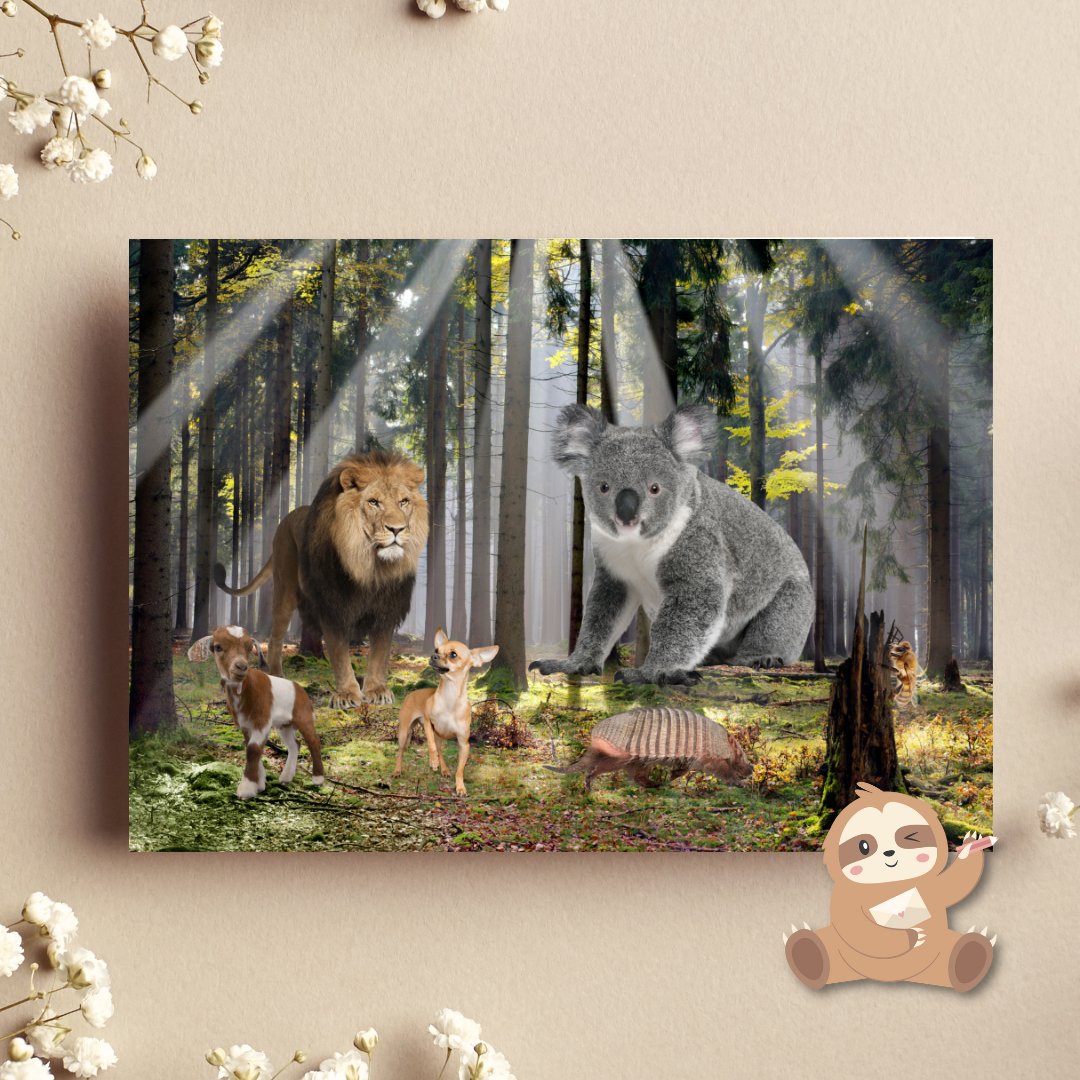 Koala leeuw gordeldier – Fantasiebos Ansichtkaart