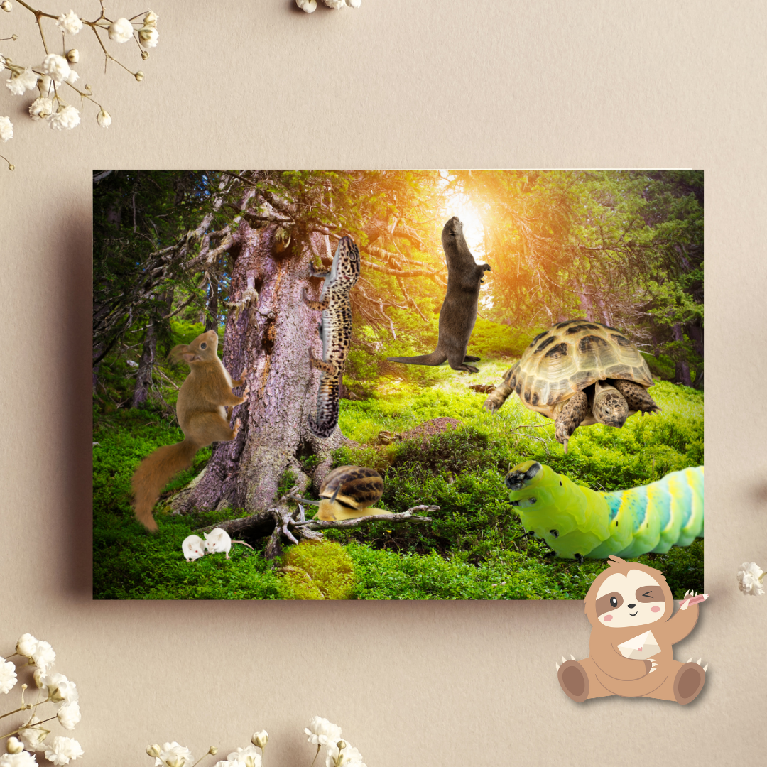 Rups schildpad otter – Fantasiebos Ansichtkaart