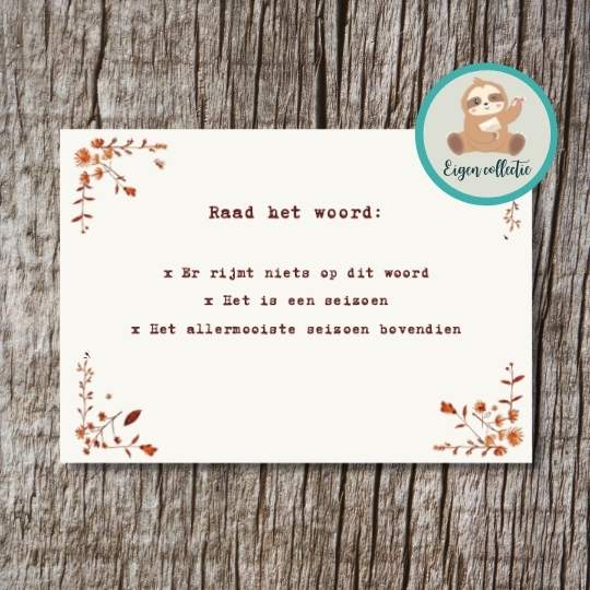'Raad het woord...' - Herfst Ansichtkaart