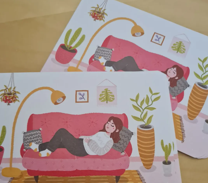 Liggen op Bank – Ansichtkaart