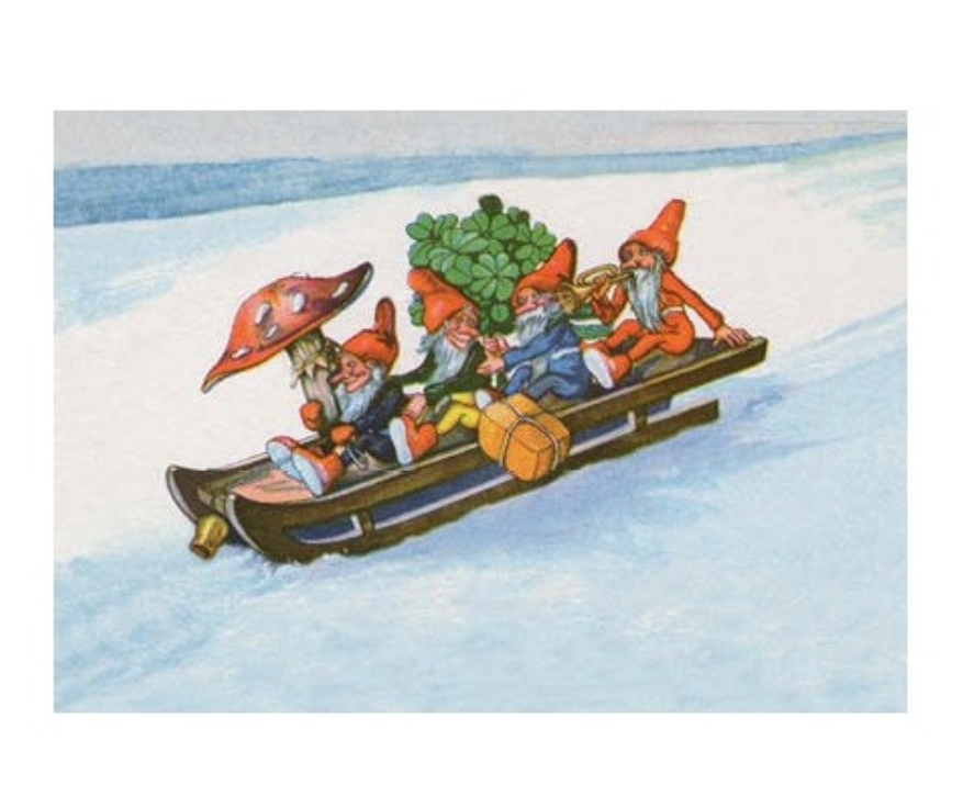 Kabouters op Slee – Ansichtkaart