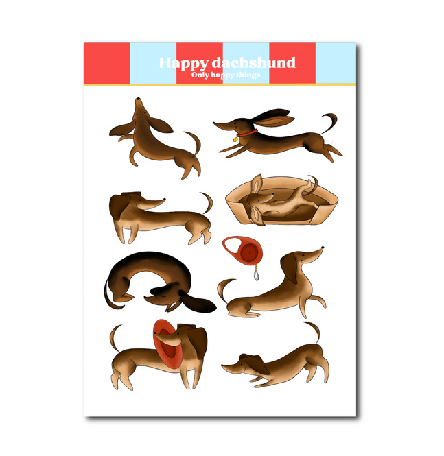 Happy Dachshund Teckel - Stickervelletje