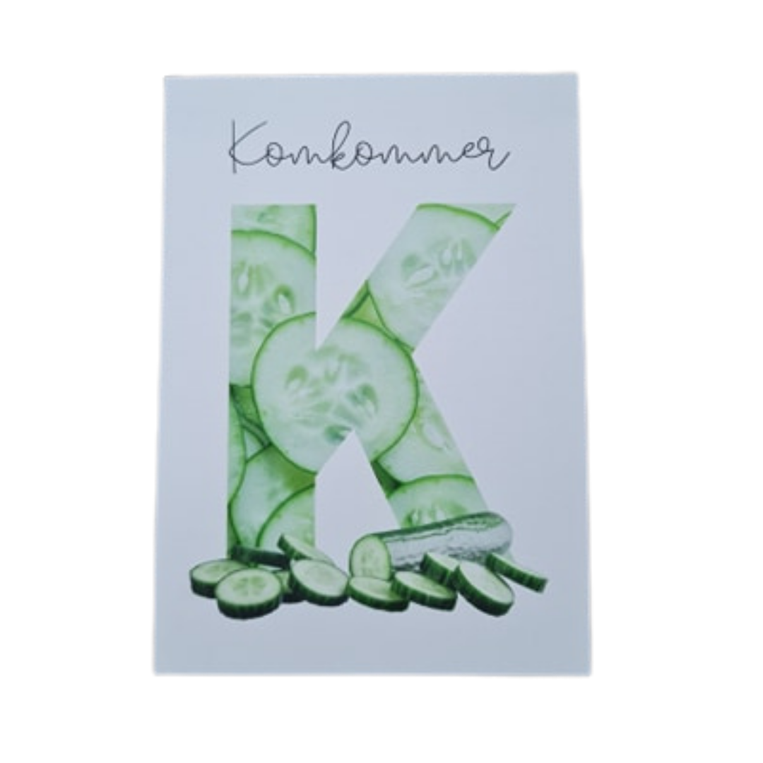 'K van Komkommer’ – Letter Ansichtkaart