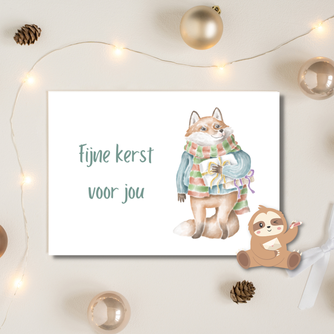 'Fijne kerst voor jou’ – Vos Ansichtkaart