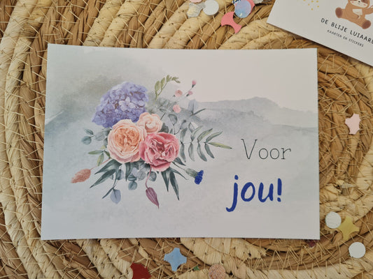 'Voor jou!' Bloemen - Ansichtkaart
