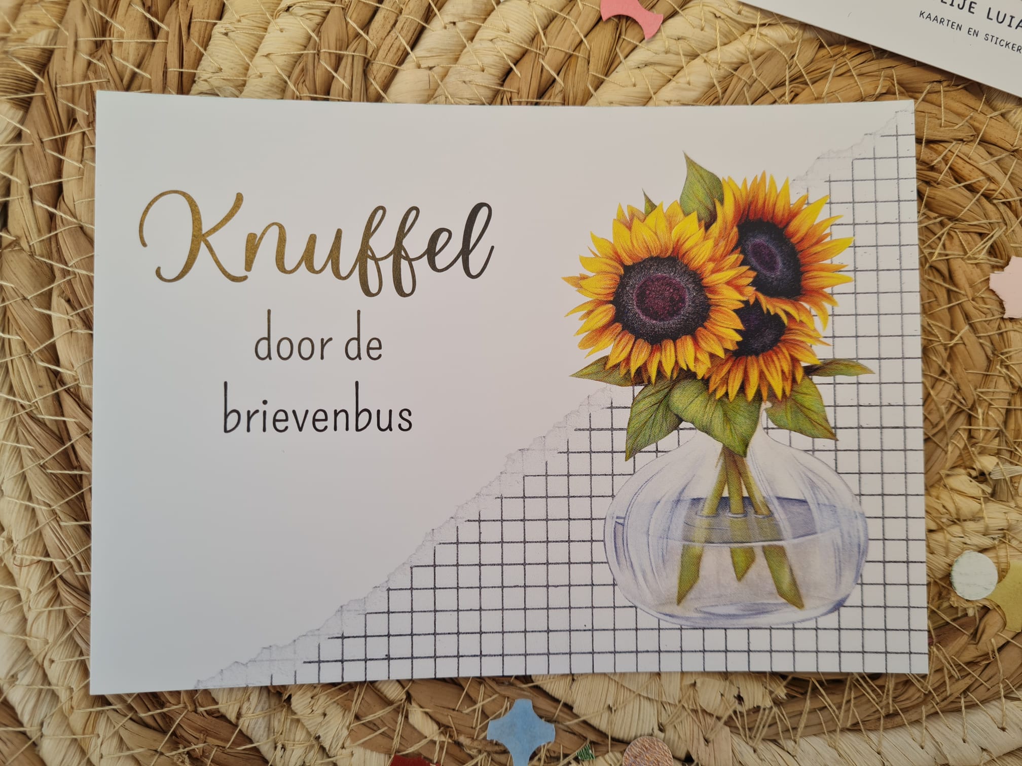 'Knuffel door de brievenbus' - Ansichtkaart