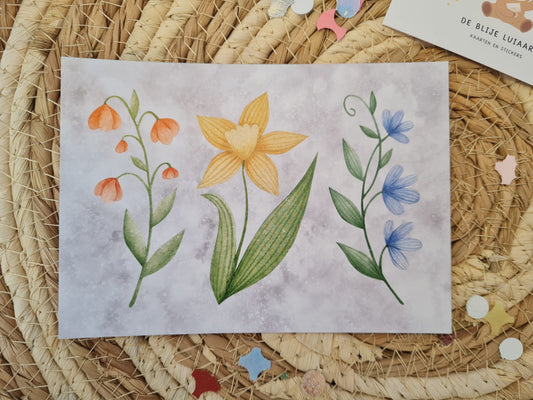 Drie Bloemen - Illustratie Ansichtkaart