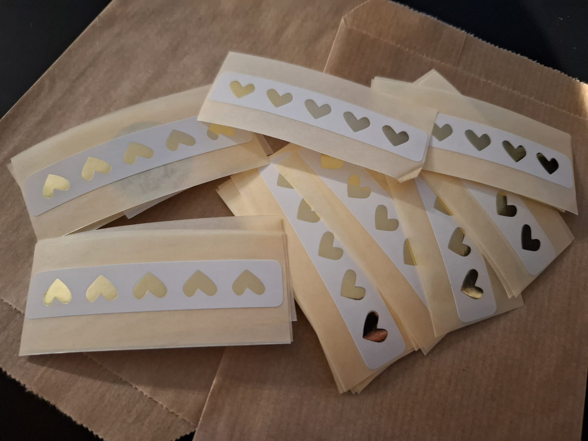 Goudkleurige hartjes - 20 Rechthoekige Stickers
