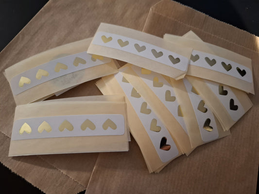 Goudkleurige hartjes - 20 Rechthoekige Stickers