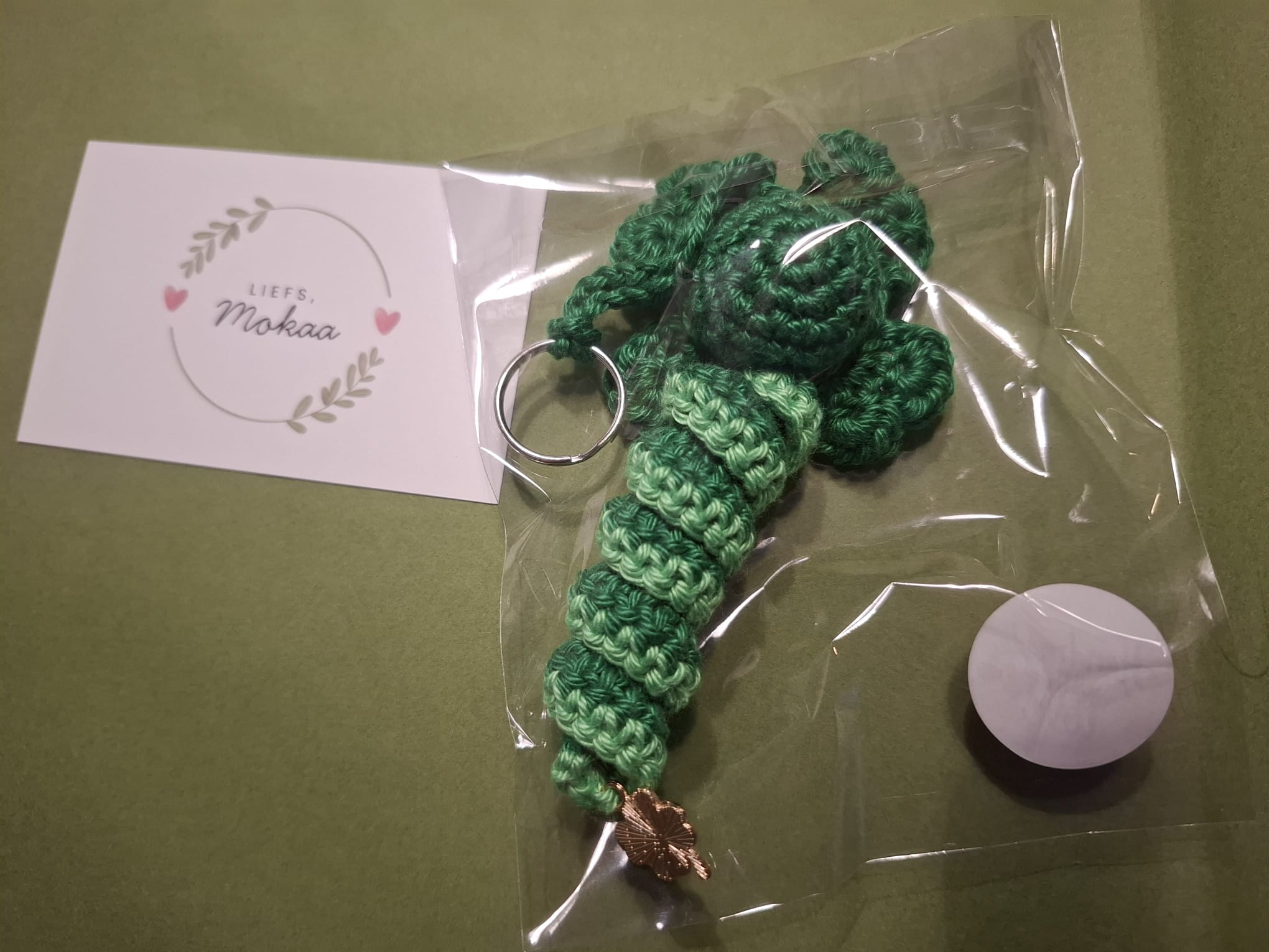Geluks Worm - Handgemaakte Sleutelhanger