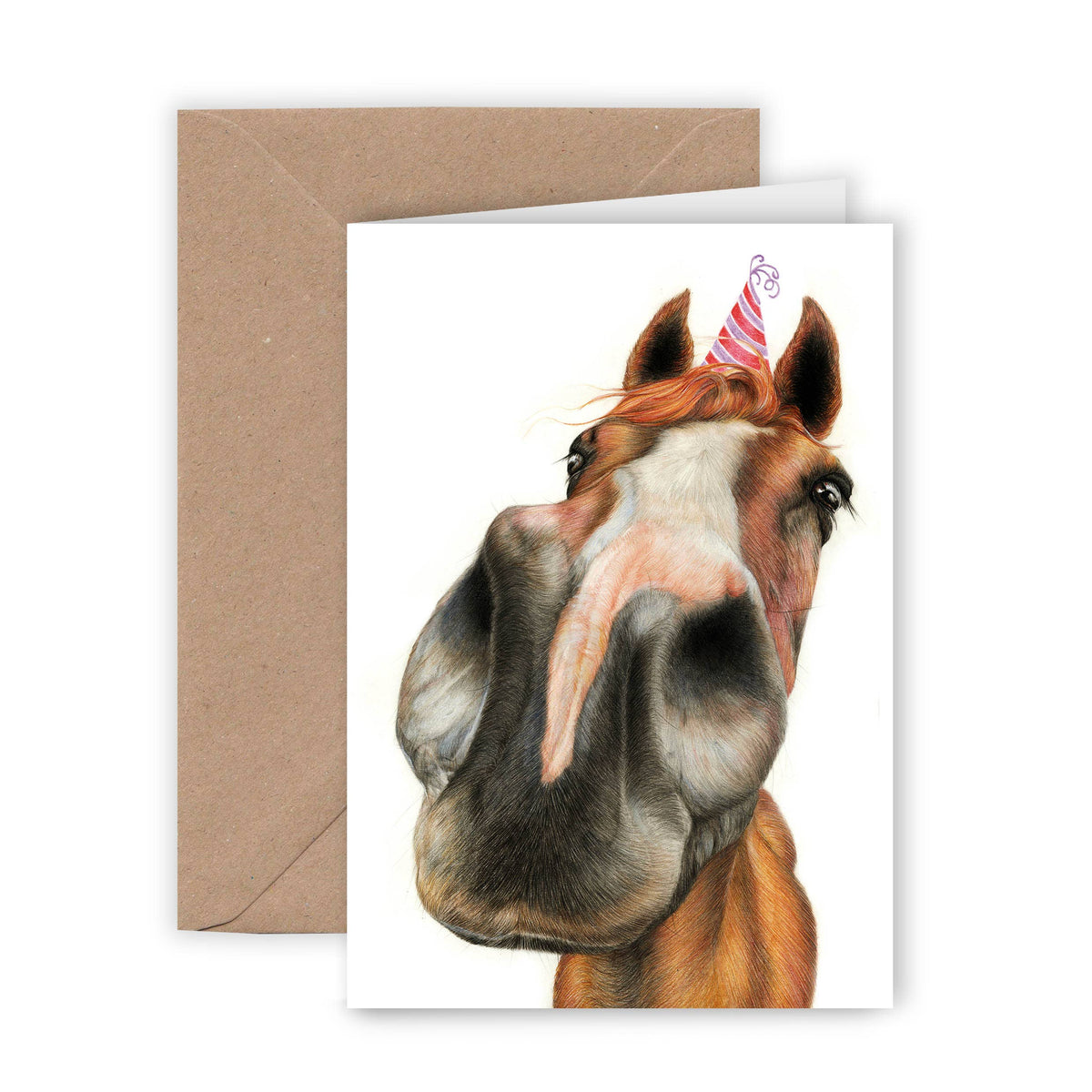 Grappig Paard - Wenskaart met envelop