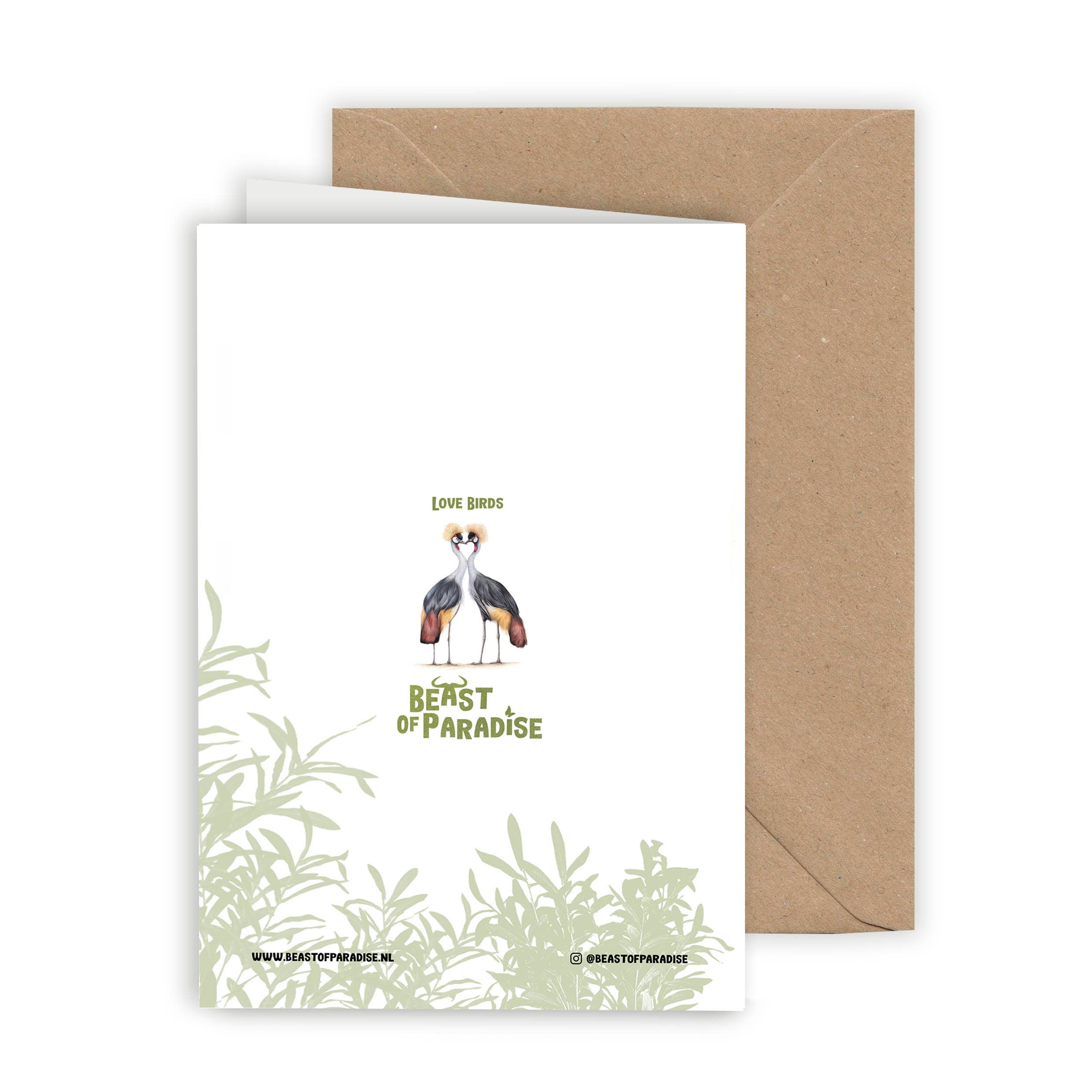 Kroonkraanvogel - Wenskaart met envelop