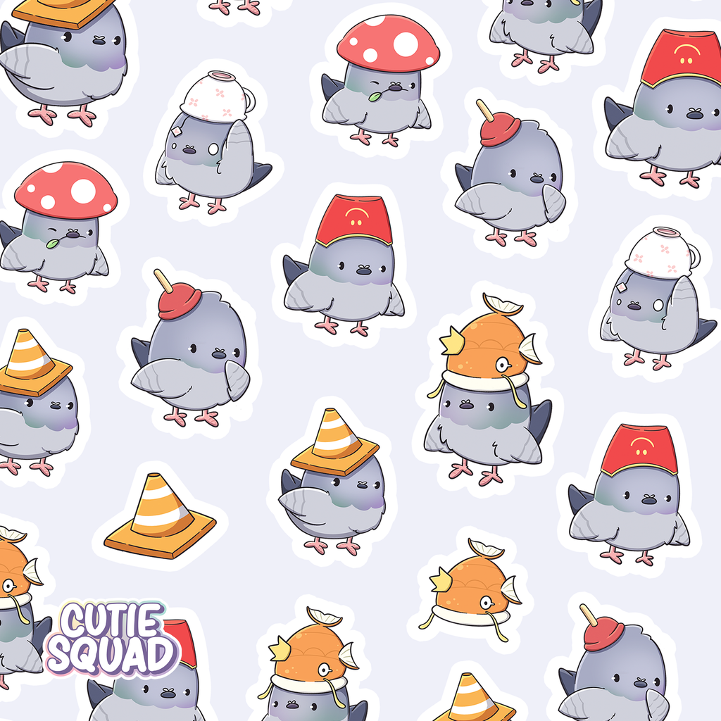 Duiven met hoeden | Stickervel