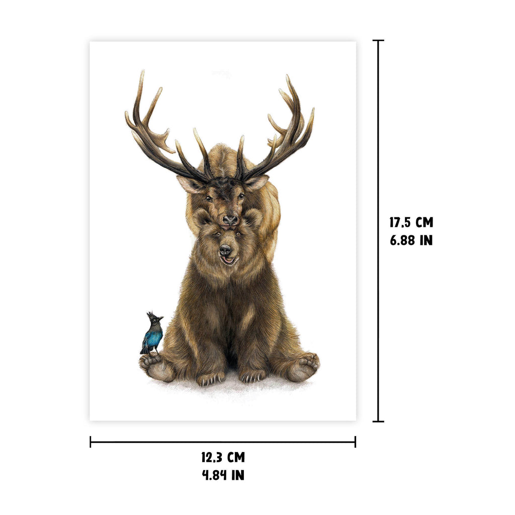 Beer en Hert - Wenskaart met envelop