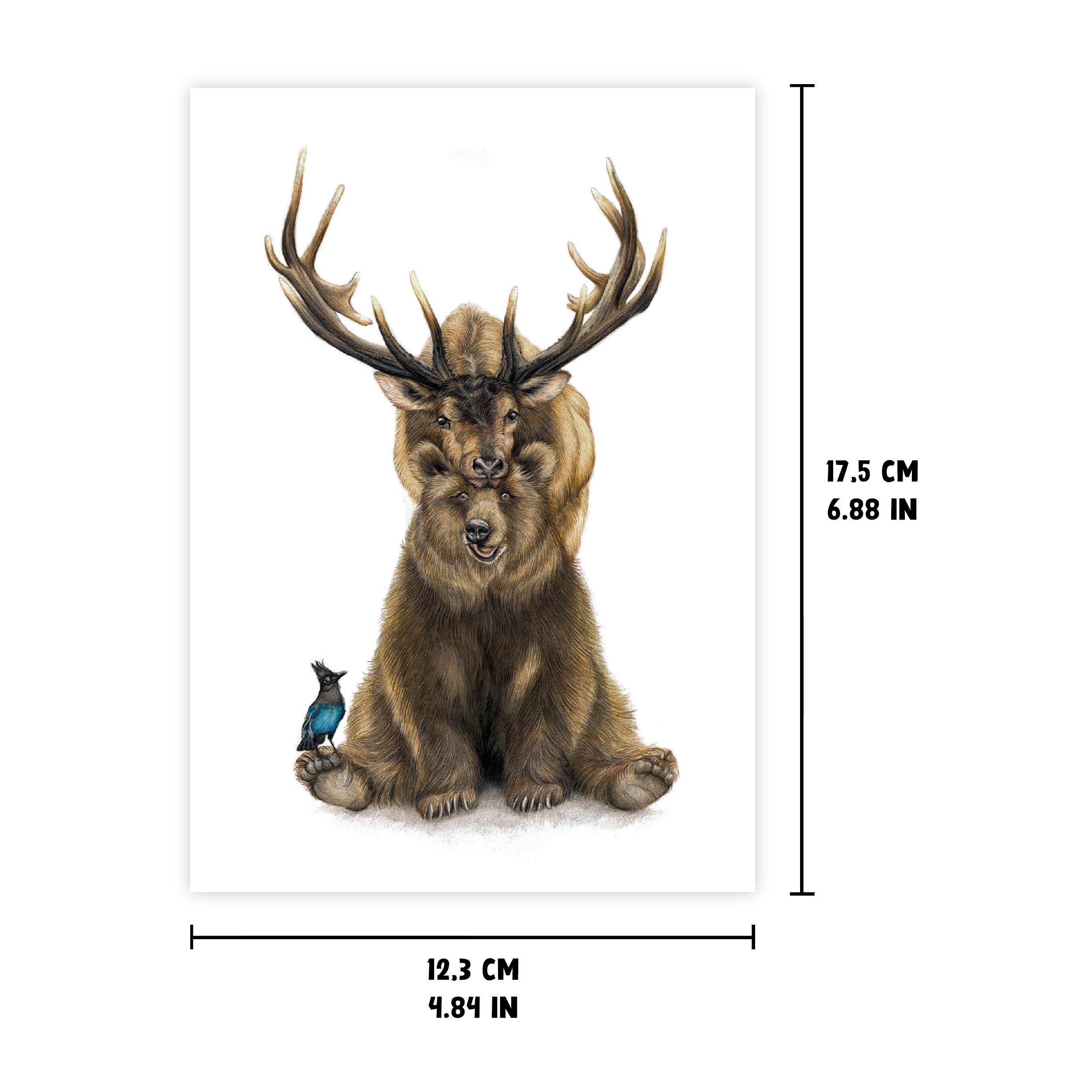 Beer en Hert - Wenskaart met envelop